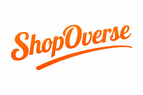 orange ShopOverse logo with monochrome background
